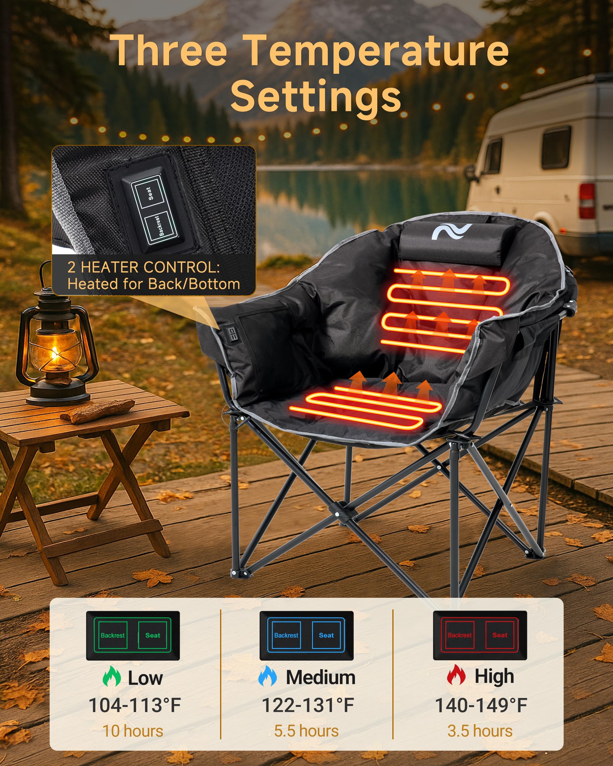 Amazon.com : Slsy Heated Camping Chair Oversized, Outdoor Portable